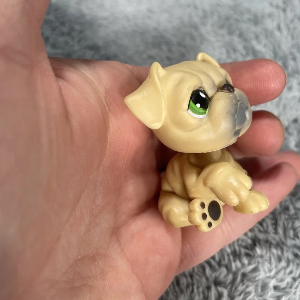 LPS Hasbro #107 Tan Bulldog Dog Green Eyes 2004 G1 Authentic Vintage Toy Figure